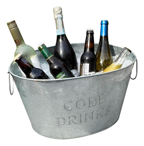 Bucket Steel Beverage Tub With Handles, Party Basket For Dri