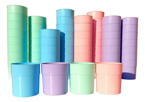 48 Vasos Plasticos De Colores Alta Calidad Directo Fabrica