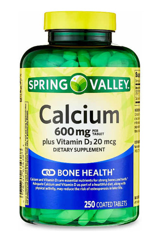 Calcio 600mg Spring Valley 250 Comprimidos