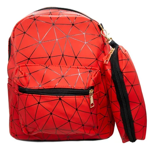 Queens Mochila De Mujer Chica Urbana Con Cartuchera Mo01 Color Rojo Qv19336