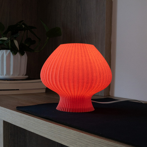 Lampara 3d - Fungi #3 Estructura Rosa Pantalla Rosa