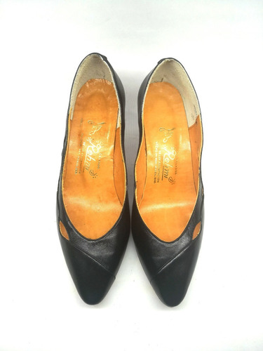 Imagen 2 de 2 de Zapatilla Negro Piel Mujer Dama Tacón Bajo Cómodo Vintage