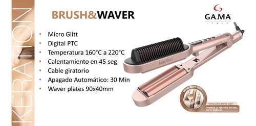 Gama Digital Waver & Brush Cepillo Rizador Rose Gold 9c