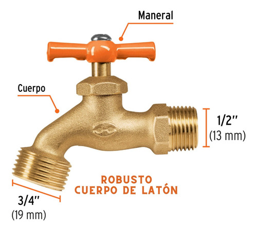 Caño De Jardín Robusto 1/2 Bronce Truper