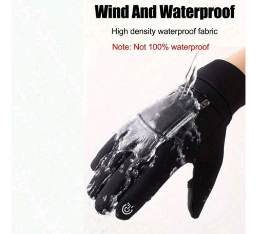 Guantes Termicos Cálidos Impermeables Mujer Bolsillos Tactil Negro L