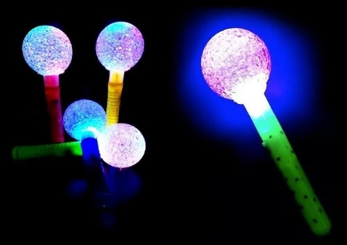 50 Micrófonos Infables Luminosos Led Colores Surtidos 25 Cms