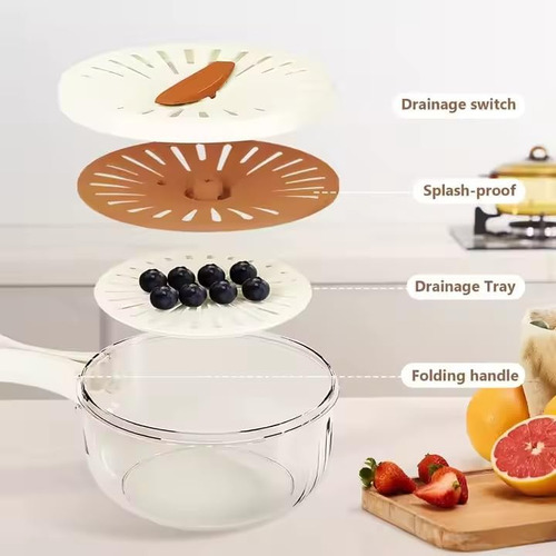 Recipiente Para Lavagem De Frutas E Vegetais Com Tampa,
