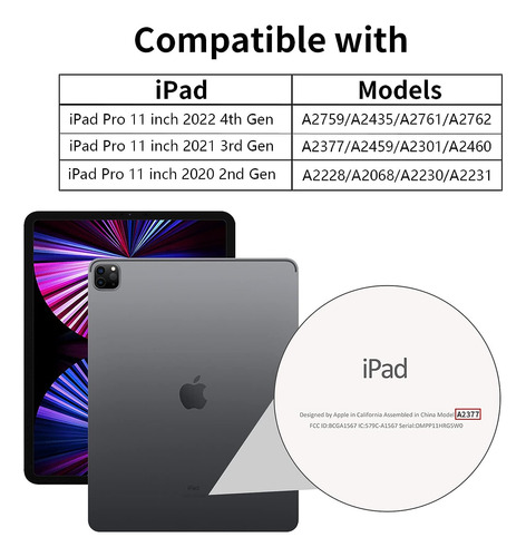 Case Wenlaty Para iPad Pro 11 Pulgada 4th Generation 2022 Co