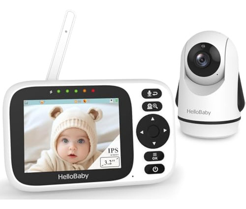 Hellobaby Monitor De Bebé Con Pantalla Ips De 3.2 Pulgadas,