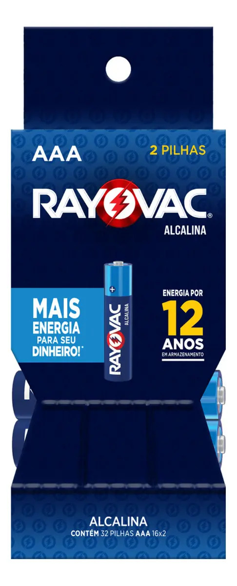 32 Pilhas Alcalinas Rayovac Palito Aaa (tubo)