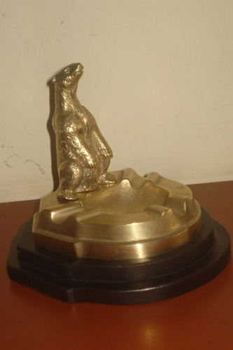 Vint_retro Cenicero Oso De Bronce Antiguo