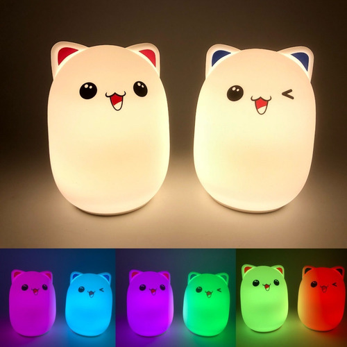 Imagen 3 de 4 de Lampara Velador Luz De Noche Osito Silicona Led Multicolor