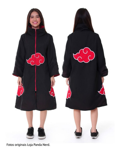 Imagem 2 de 6 de Capa Manto Akatsuki Narutocosplay Fantasia Itachi - Bordado!