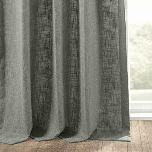 Hpd Heavy Faux Linen Curtain (1 Panel), 50 X 120, Grey Color Gris