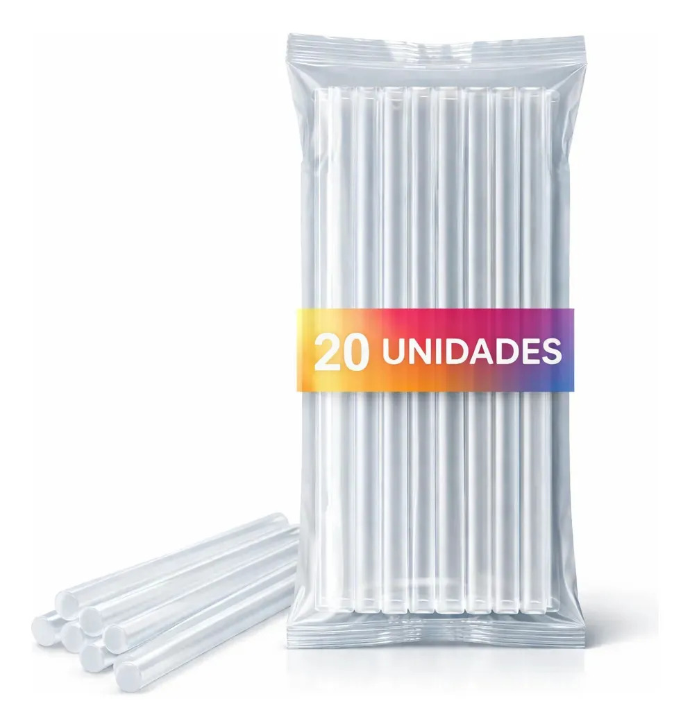 Kit 20 Bastão De Cola Quente Fino 7mm com 30cm Transparente Para Pistola Pequena