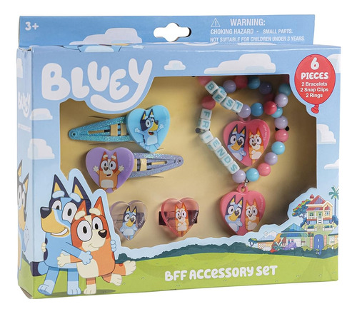 Luv Her Bluey Girls Bff 6 Piece Toy Jewelry Box Set Con 2 An