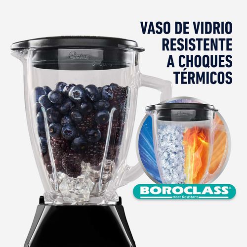 Licuadora Oster BLSTKAG-BPB 1.5 L negra con vaso de vidrio 127V