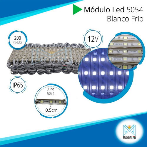Imagen 3 de 8 de Módulos Led Smd 3 Led 5054 Blanco Ip65 X 100pcs