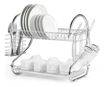 Comprar Escurridor De Vajilla Seca Platos Cubiertos Vasos 2 Pisos Color Gris