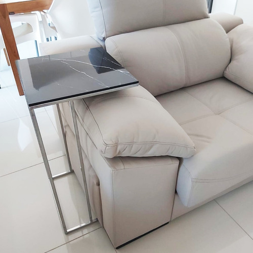 Imagen 6 de 10 de Mesa De Arrim Simil Marmol Con Est. Hierro Minimalista
