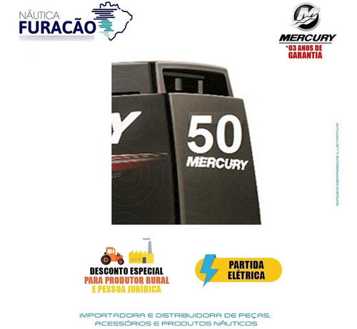 Imagem 5 de 7 de Motor De Popa Mercury 2 Tempos 50hp Eho 3 Cilindros