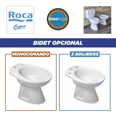 Imagen 7 de 10 de Inodoro Largo + Deposito + Bidet Roca Italiana Oferton Capea