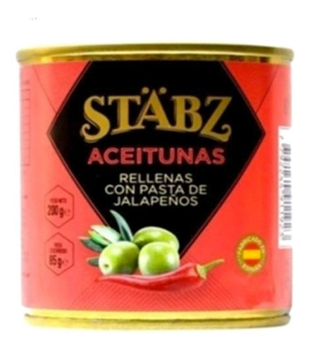 Aceitunas Rellenas Con Pasta De Jalapeños Stäbz 200 Gr. X3