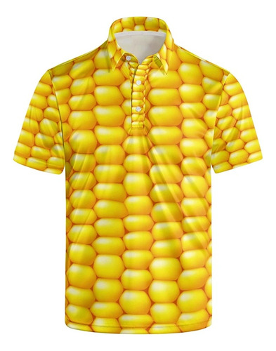 Camisa Polo Masculina Estampada En 3d De Frutas