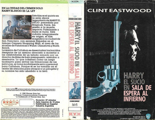 Harry El Sucio En Sala De Espera Infierno Vhs Clint Eastwood