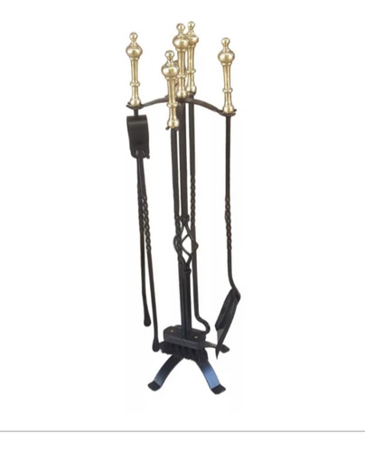Juego De Herramientas Para Chimenea. Bronce