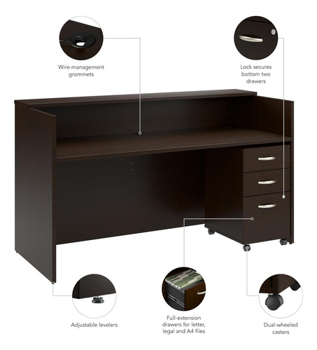 Bush Business Furniture Arrive Reception Desk With Shelf And