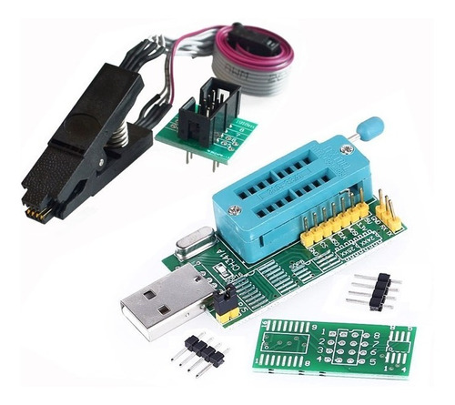 Programador Usb Ch341a + Pinza Soic8 + Cable Eeprom 24 25