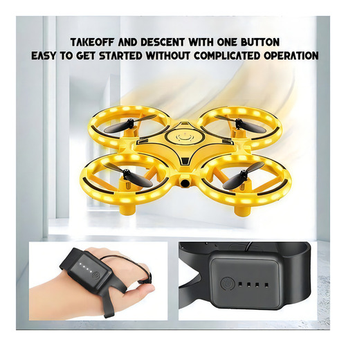 Dron Cuadricóptero Acrobático Stunt Con Control De Gestos Color Amarillo