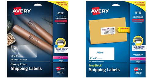 Avery Etiqueta Transparente Brillante Para Impresora Laser 2