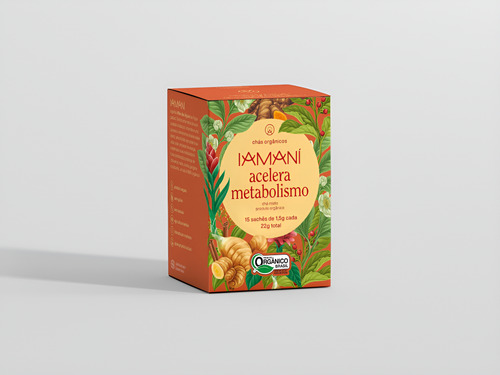 Chá Orgânico Acelera Metabolismo 2 Caixas 15 Sachês - Iamaní