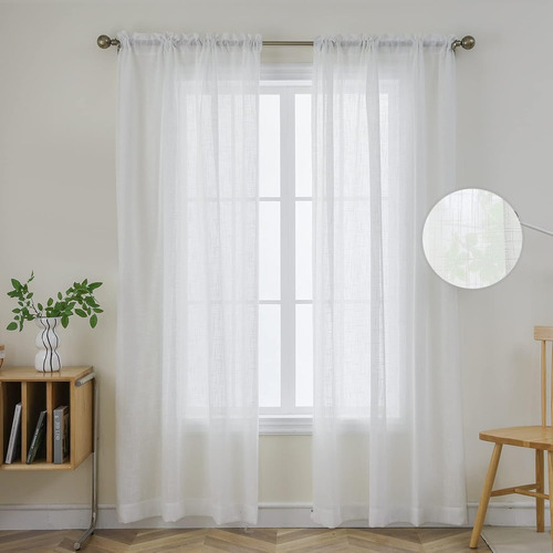 Juego De 2 Paneles Cortinas Traslúcidas Blancas 213 Cm
