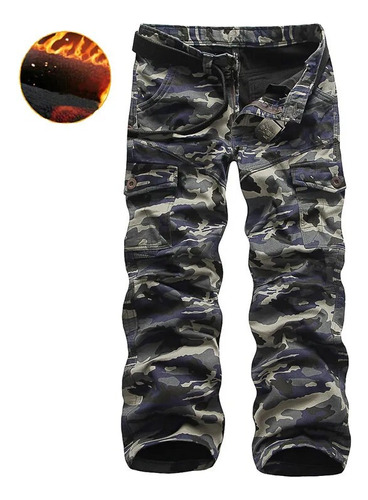 Pantalones Cargo De Forro Polar Para Hombre, Holgados, Casua