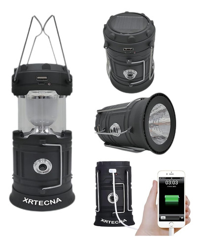 Xrtecna Solar Camping Lantern Gran Capacidad Dc Recargable C