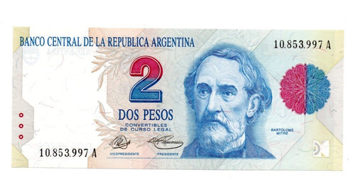 Billete Argentina 2 Pesos Convertibles 1 Diseño Bot 3011 Unc