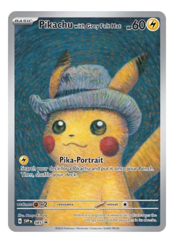 Pikachu Van Gogh Pokemon Pikachu With Grey Felt Hat Lacrada Idioma Inglês