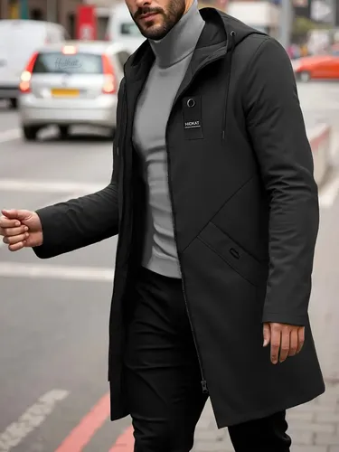 Jaqueta Casual Masculina Com Capuz E Zíper Frontal