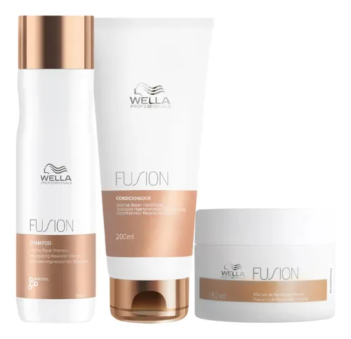 Wella Kit Fusion Shampoo Condicionador Mascara Para Cabelos