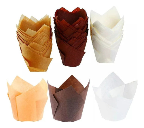 150 Piezas Taza De Papel For Hornear Tulipán,cupcake Muffin