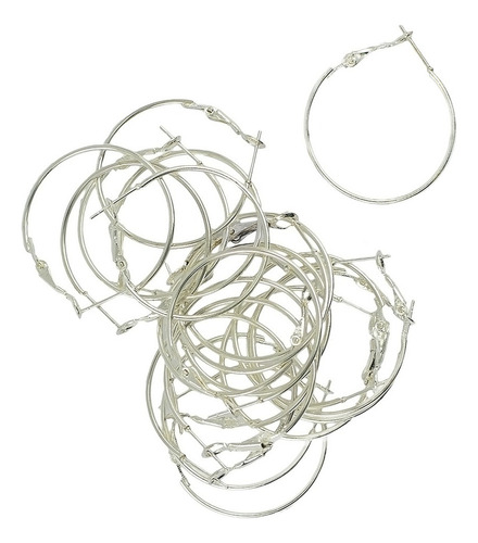 Ganchos De Alambre Para El Oído Círculo Redondo 30mm Plata
