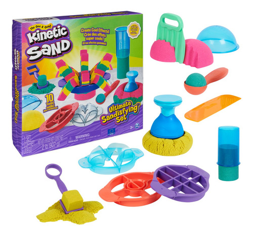 Kinetic Sand Ultimate Sandisfying Set rosa amarillo y azul para niños de 907gr