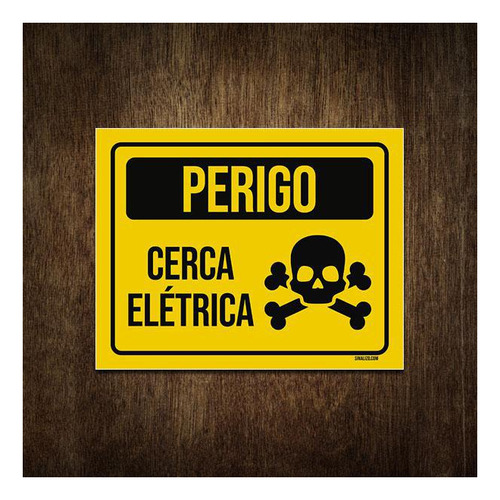 Placa De Sinalização Aviso Perigo Cerca Elétrica 18x23