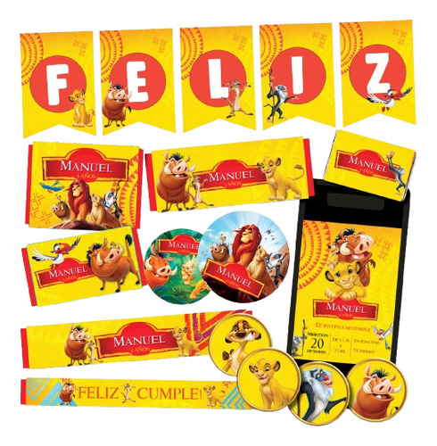 Kit Imprimible Personalizado Candy Cumple Rey Leon Simba