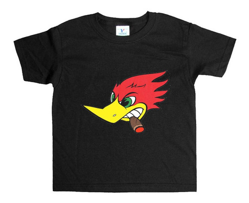 Remera Negra Adultos Pajaro Loco R9