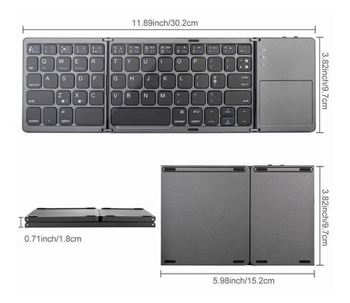 Mini Teclado Sem Fio Dobrável E Recarregável De Bluetooth