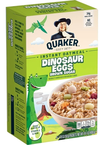 Quaker Avena Instantanéa Huevos De Dinosaurio 8 Sobres 400 G